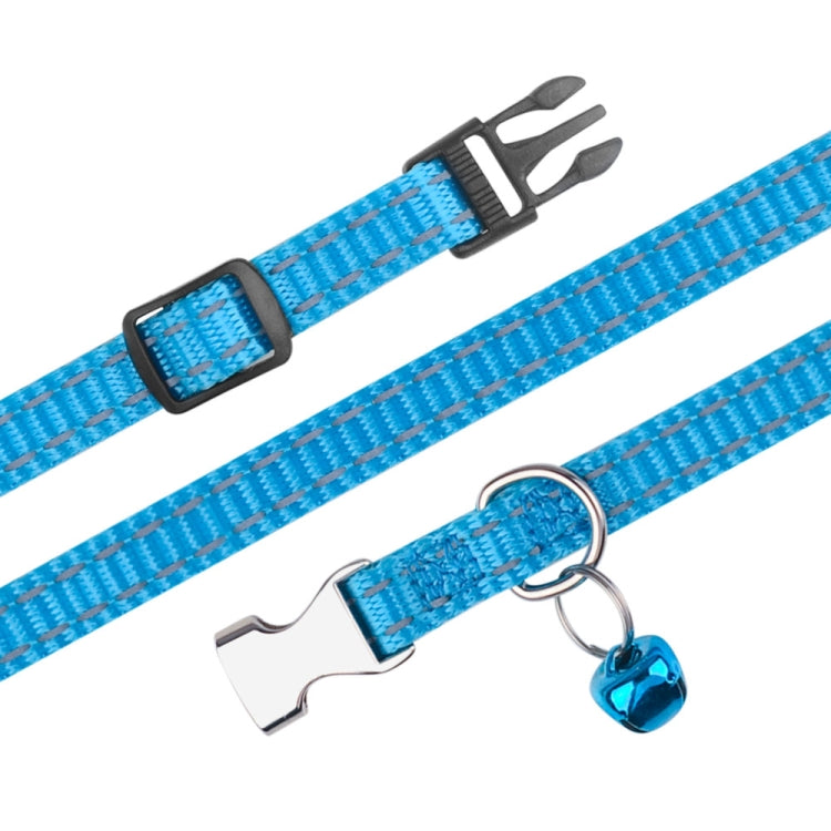 2 PCS Night Reflective Nylon Cat Collar With Bell, No Carving Purple, No Carving Grass Green, No Carving Black, No Carving Rose Red, No Carving Green, No Carving Sky Blue