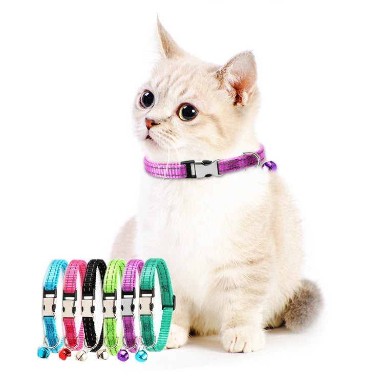 2 PCS Night Reflective Nylon Cat Collar With Bell, No Carving Purple, No Carving Grass Green, No Carving Black, No Carving Rose Red, No Carving Green, No Carving Sky Blue
