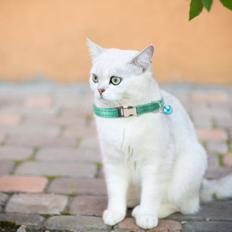 2 PCS Night Reflective Nylon Cat Collar With Bell, No Carving Purple, No Carving Grass Green, No Carving Black, No Carving Rose Red, No Carving Green, No Carving Sky Blue