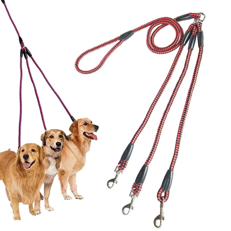 140cm 3 In 1 Leash Multi-head Dog Walking Rope, 140cm 3 In 1 Rose Red, 140cm 3 In 1 Blue, 140cm 3 In 1 Red