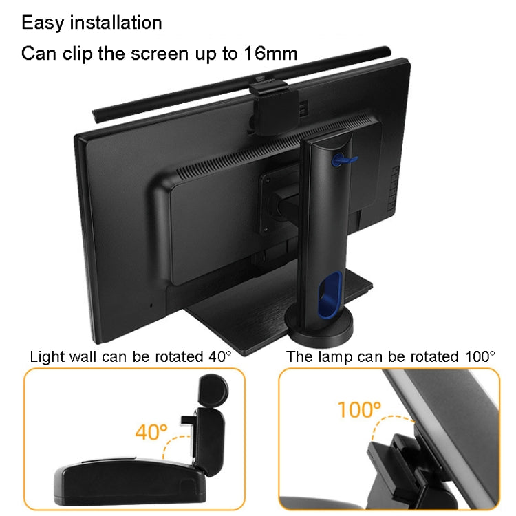 LED Infinitely Dimmable Computer Screen Hanging Lamp 3 Grade Color Temperature Touch Desk Lamp, Infinitely Dimmable