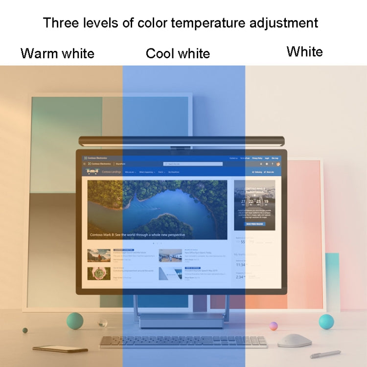 LED Infinitely Dimmable Computer Screen Hanging Lamp 3 Grade Color Temperature Touch Desk Lamp, Infinitely Dimmable