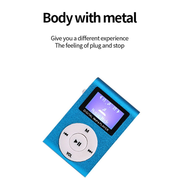 Mini Lavalier Metal MP3 Music Player with Screen, Without Memory Card