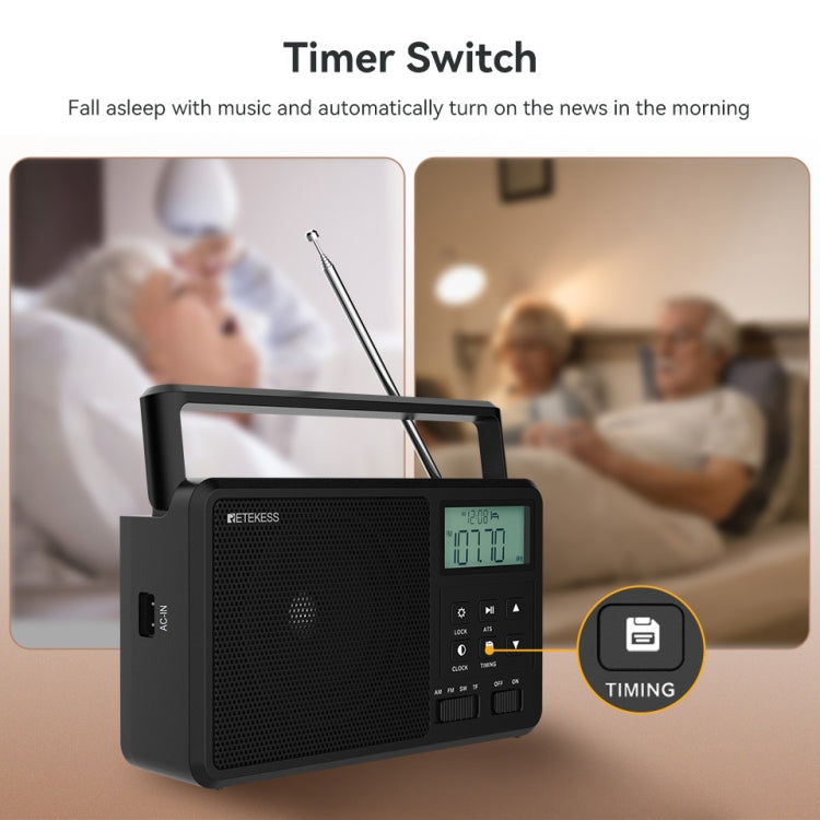 Retekess TR638 LCD Digital Display Full-Band Bluetooth FM Radio Support External Antenna, TR638 (US Plug), TR638 (EU Plug)