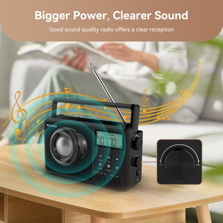 Retekess TR638 LCD Digital Display Full-Band Bluetooth FM Radio Support External Antenna, TR638 (US Plug), TR638 (EU Plug)