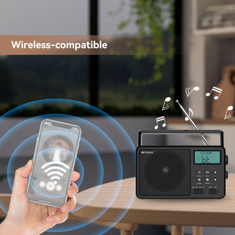 Retekess TR638 LCD Digital Display Full-Band Bluetooth FM Radio Support External Antenna, TR638 (US Plug), TR638 (EU Plug)