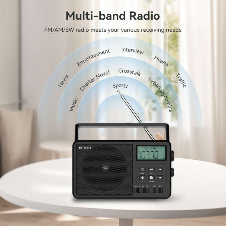 Retekess TR638 LCD Digital Display Full-Band Bluetooth FM Radio Support External Antenna, TR638 (US Plug), TR638 (EU Plug)