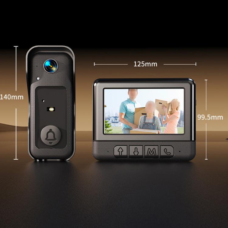 X6 Home Intelligent Infrared Night Vision Wireless Video Doorbell With 4.3-Inch Display, Black+64G, X6