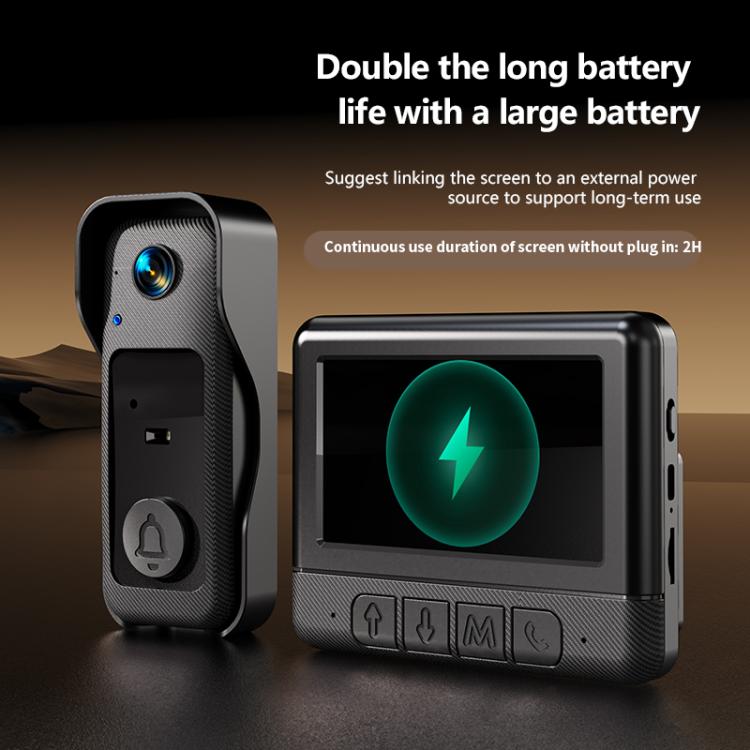 X6 Home Intelligent Infrared Night Vision Wireless Video Doorbell With 4.3-Inch Display, Black+64G, X6