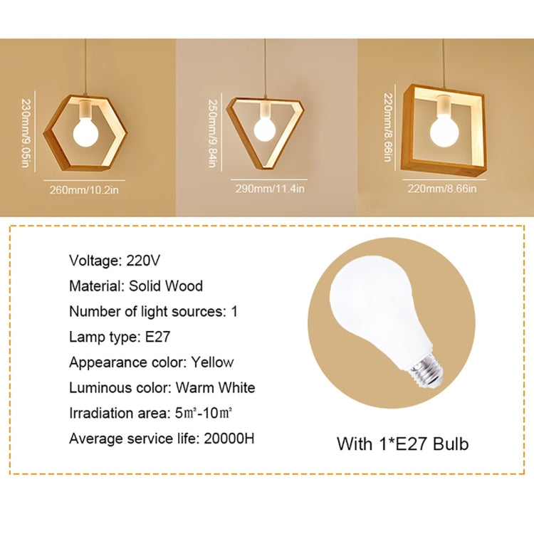 Home Decoration Personality Creative Simple Solid Wood Geometric Pendant Lights