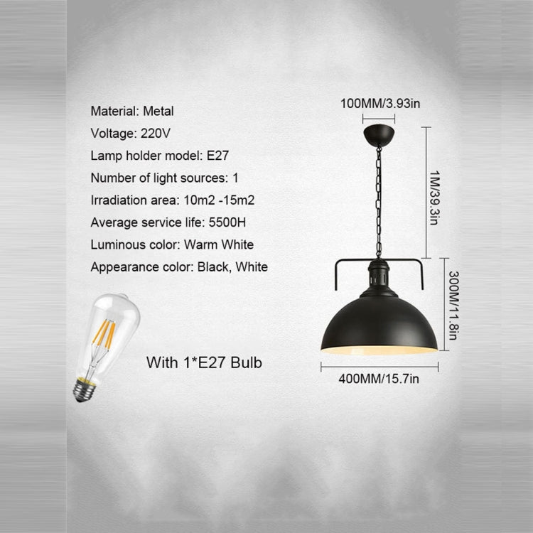 Retro Industrial Pendant Light Creative Single Head Iron Art Hanging Lamp E27 Bulb Perfect for Kitchen Dining Room Bedroom Living Room, Warm White, Cold White