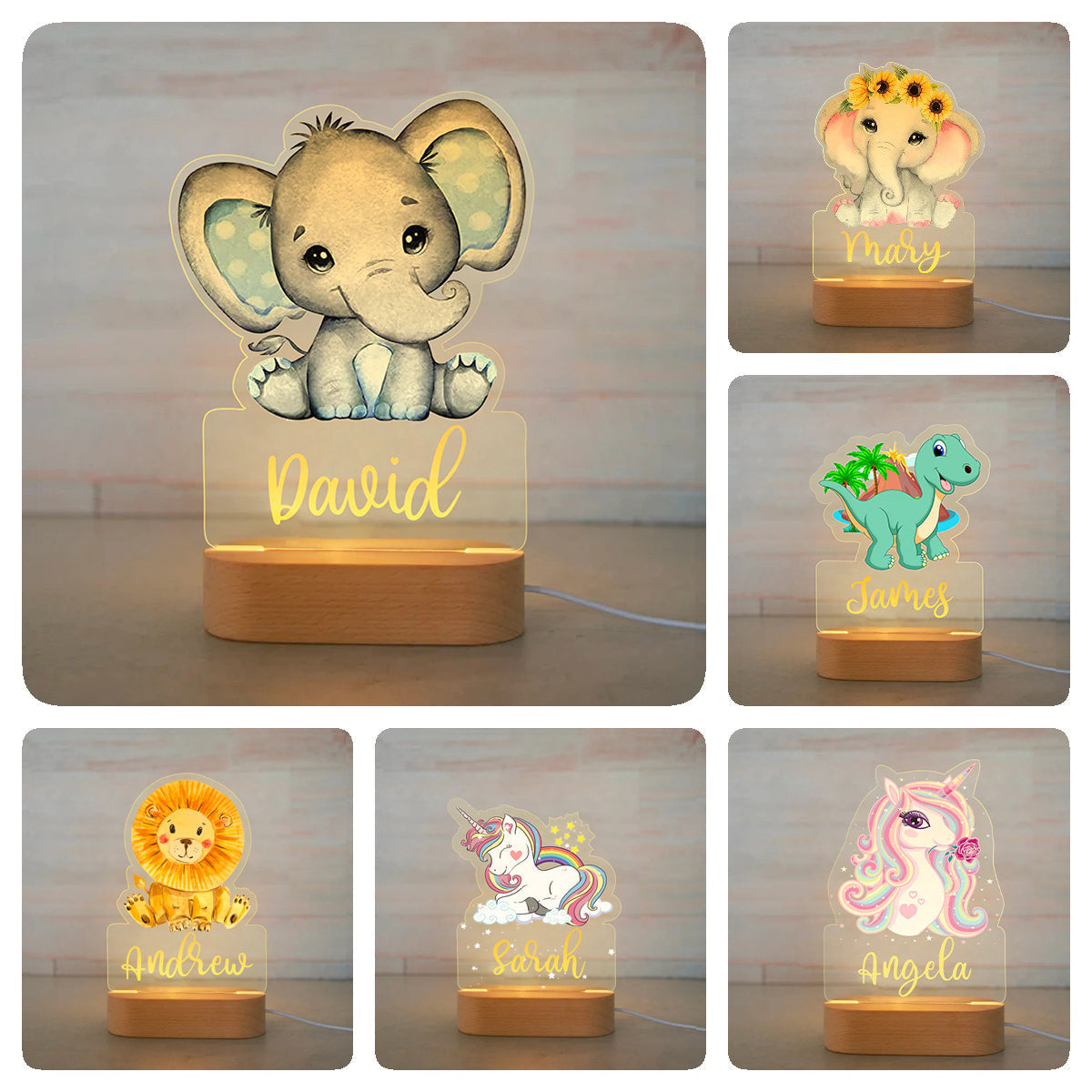 Animal Acrylic Night Light Children