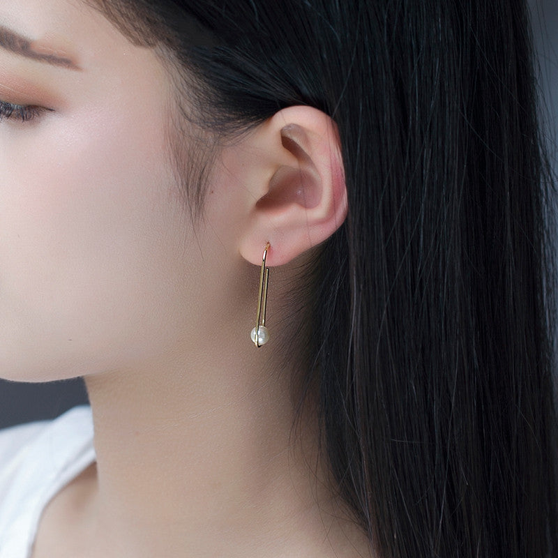 Women's Electroplating Synthetic Pearl Sterling Silver Earrings