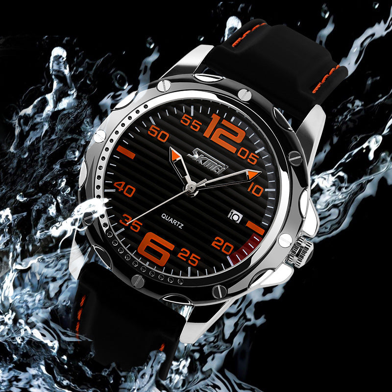 Classic Trend Silicone Strap 30m Waterproof Calendar Watch