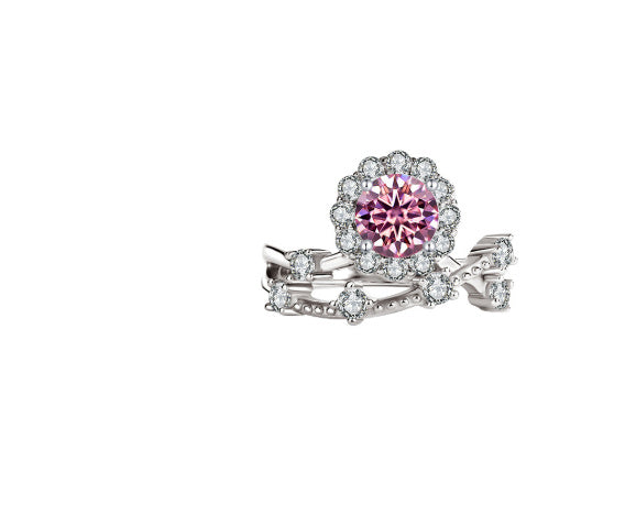 Moissanite Ring Women's Sterling Silver Platinum Niche