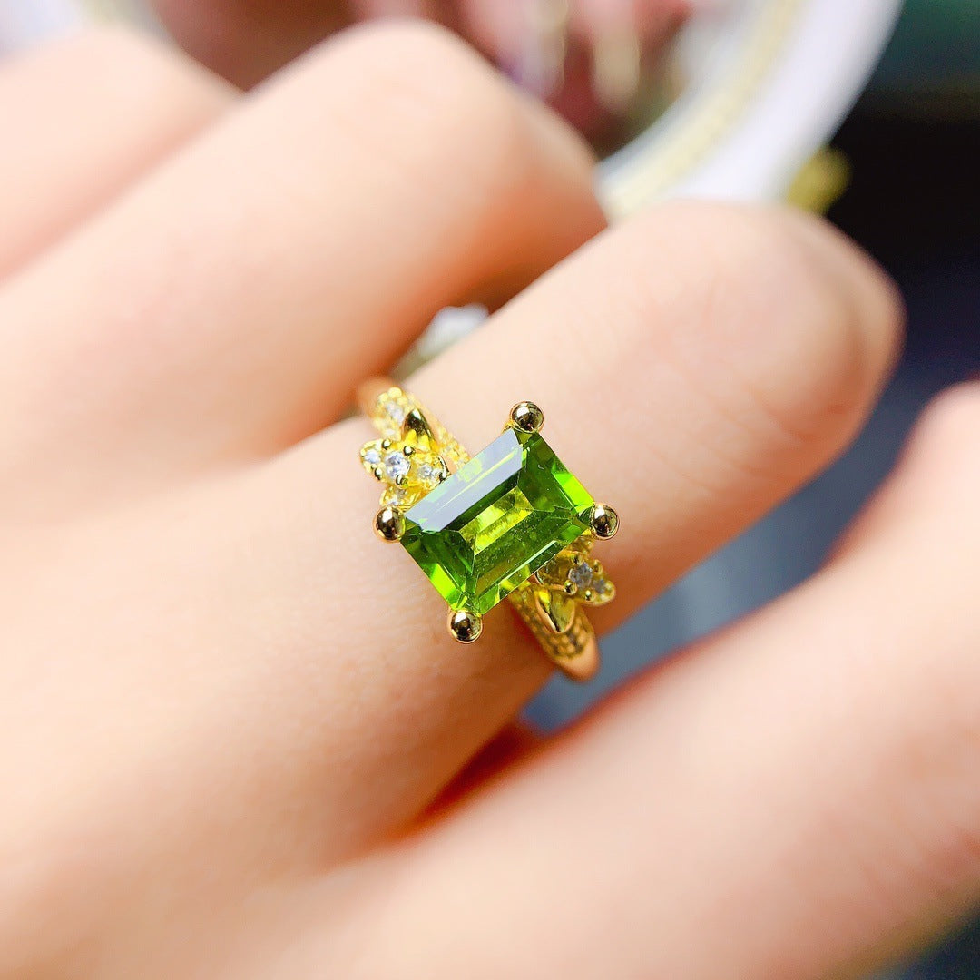 Natural Peridot Ring S925 Silver