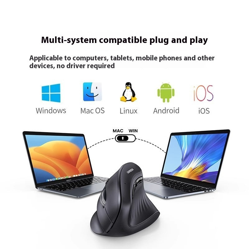 Ergonomic Dual-mode Mute Wireless Bluetooth Vertical Mouse