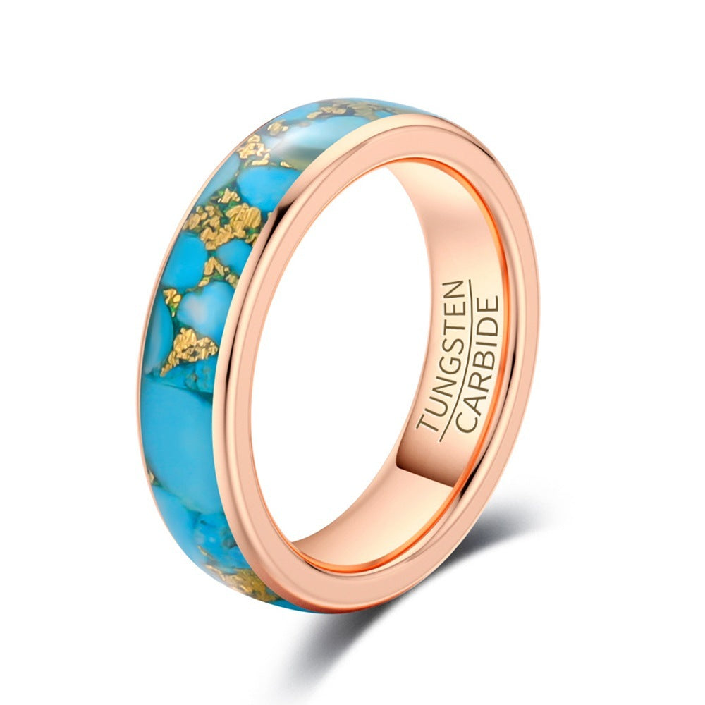 In Stock One Piece Dropshipping 6mm Wide Inlaid Gold Thread Pine Tungsten Ring