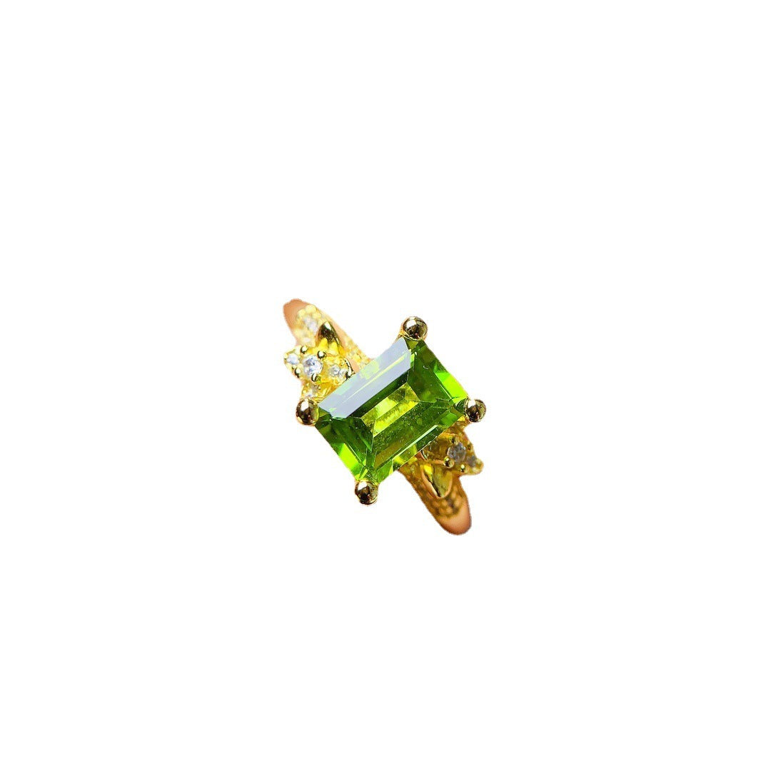 Natural Peridot Ring S925 Silver