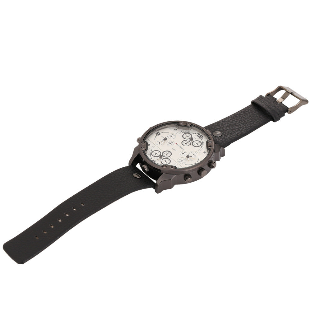 Domineering Men's multi-calibre Large Dial Lychee Belt Watch