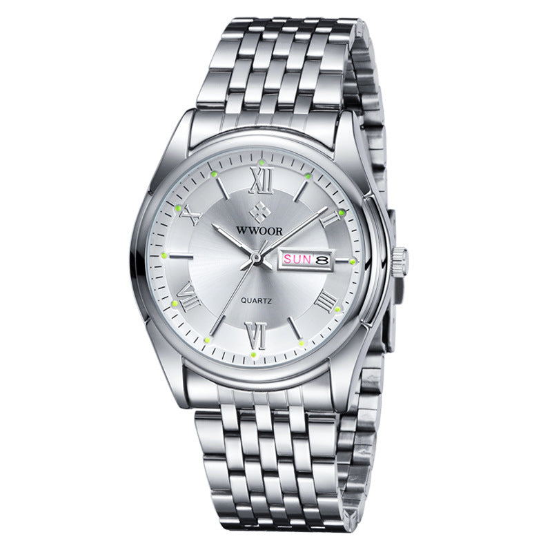 Steel Band Quartz Men's Watch Calendar Luminous Watch Student Men's Watch