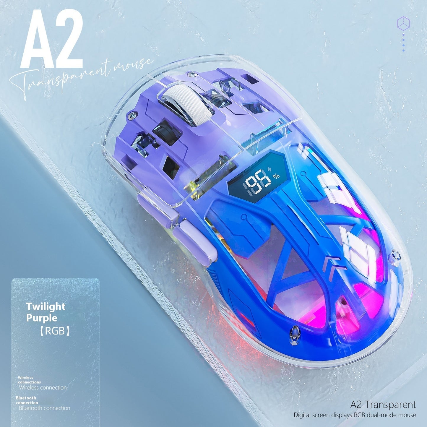Free Wolf A2 Dual-mode Mouse RGB Luminous 24g Wireless Bluetooth