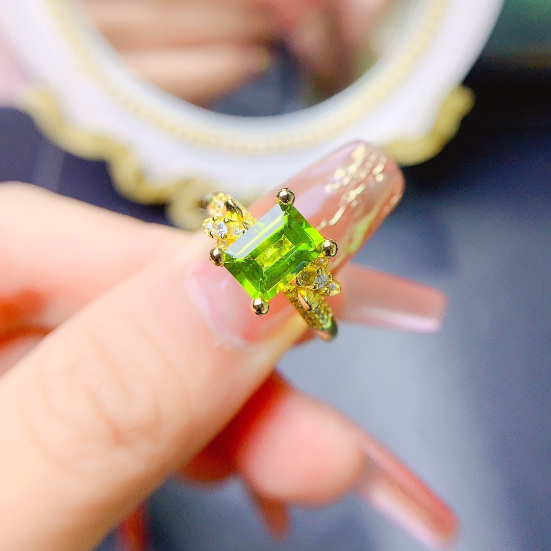 Natural Peridot Ring S925 Silver
