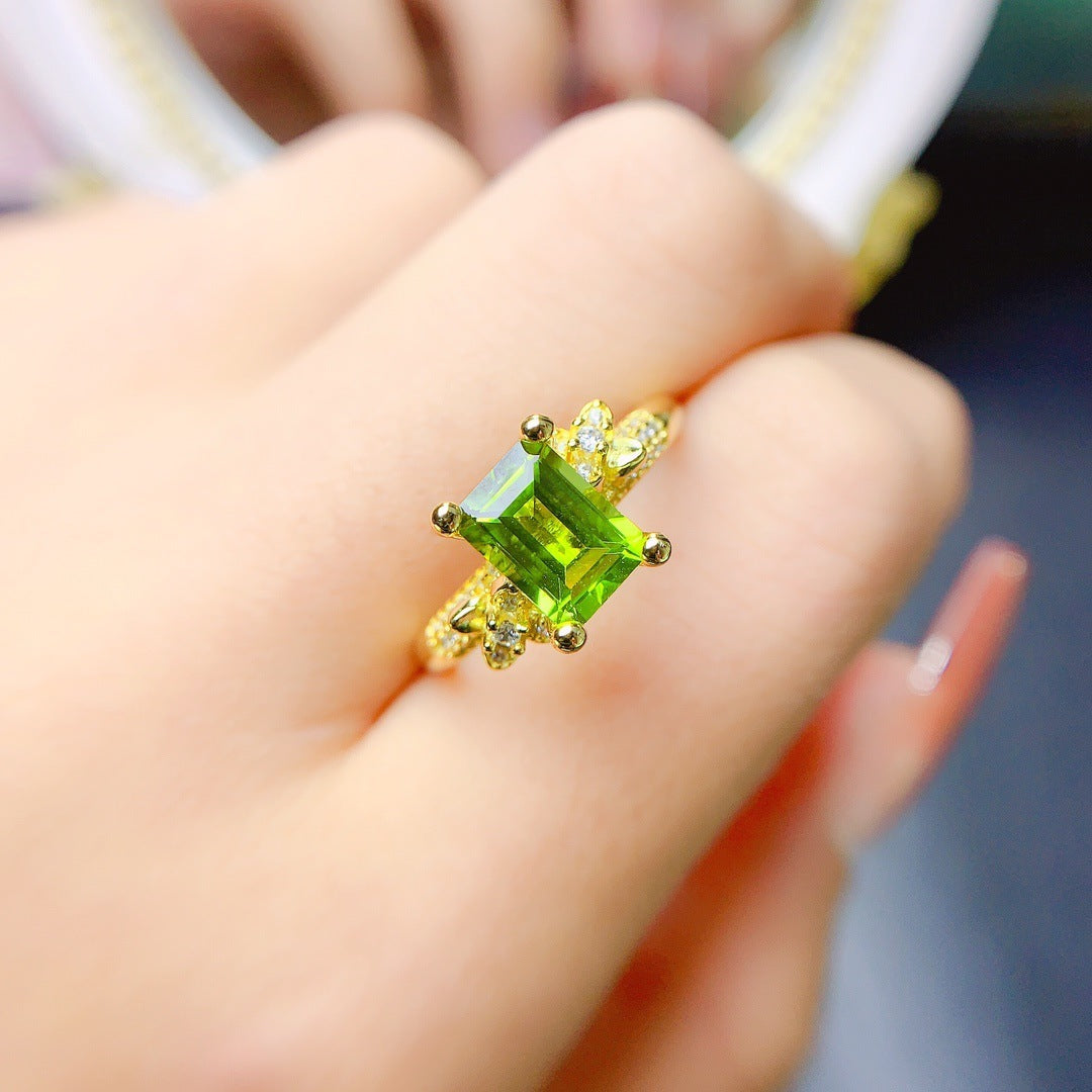 Natural Peridot Ring S925 Silver