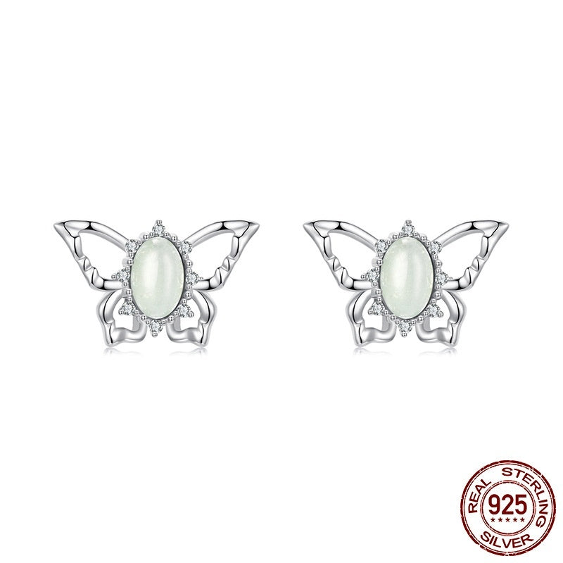 Elegant Butterfly Studs S925 Sterling Silver Platinum-plated Earrings