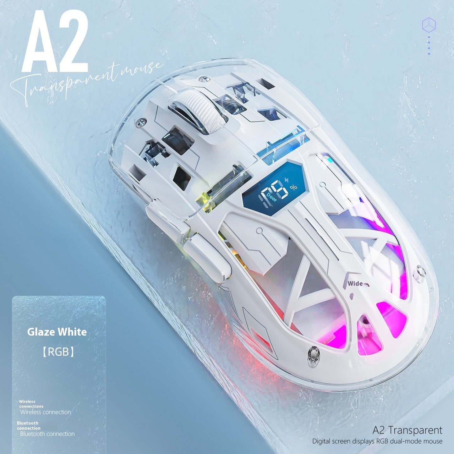 Free Wolf A2 Dual-mode Mouse RGB Luminous 24g Wireless Bluetooth