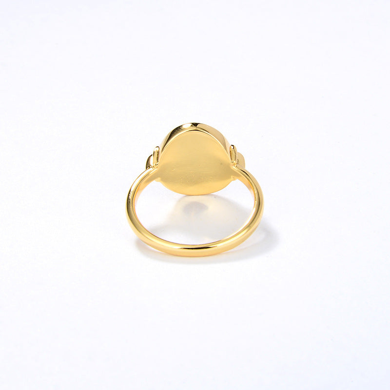 S925 Silver 18K Gold Plating Oval Graceful Personality Simple Ring