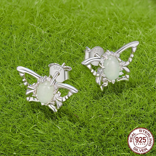 Elegant Butterfly Studs S925 Sterling Silver Platinum-plated Earrings