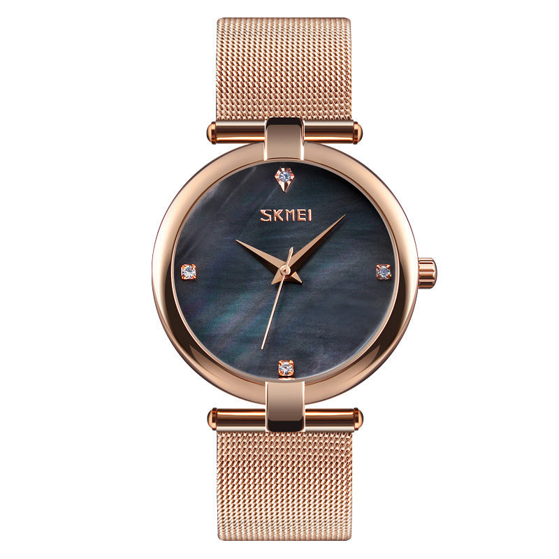 Ladies Mesh Strap Elegant Student Female Waterproof Quartz Watch