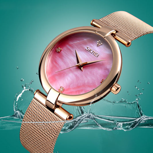 Ladies Mesh Strap Elegant Student Female Waterproof Quartz Watch