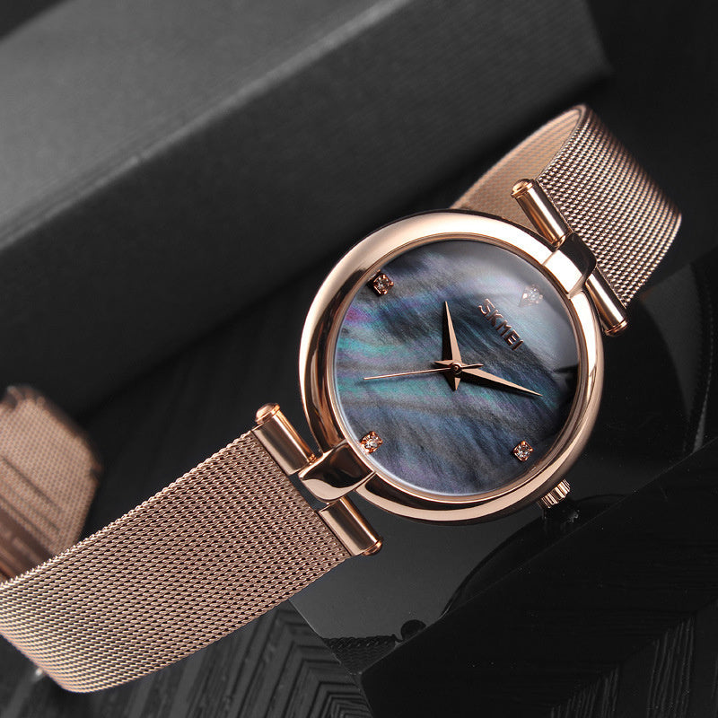 Ladies Mesh Strap Elegant Student Female Waterproof Quartz Watch