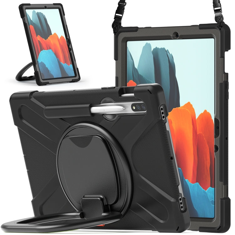 Silicone + PC Protective Case with Holder & Shoulder Strap, For Samsung Galaxy Tab S8 / Galaxy Tab S7 T870 / T875, For Samsung Galaxy Tab A7 10.4 (2020) T500 / T505, For iPad 9.7 inch (2018/2017)