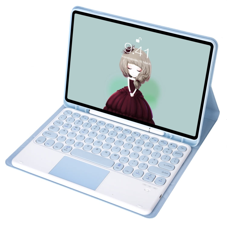 YT098B-A Detachable Candy Color Skin Feel Texture Round Keycap Bluetooth Keyboard Leather Case with Touch Control For iPad Air 11 2024 / 2025 / Air 4 10.9 2020 / Air 5 10.9 2022 (Purple), For iPad 10.2 2020 & 2019 / Air 2019 / Pro 10.5 inch������������...