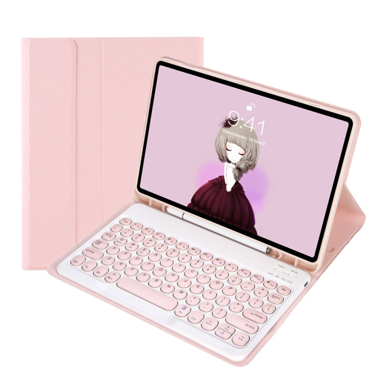 YT11B Detachable Candy Color Skin Feel Texture Round Keycap Bluetooth Keyboard Leather Case For iPad Air 4 2020 / Air 5 2022 / Pro 11 inch 2022 / 2021 / 2020 / 2018(White Ice), For iPad Air 4 2020 / Air 5 2022 / Pro 11 inch 2022 / 2021 / 2020 / 2018���...