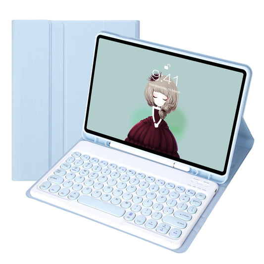 YT11B Detachable Candy Color Skin Feel Texture Round Keycap Bluetooth Keyboard Leather Case For iPad Air 4 2020 / Air 5 2022 / Pro 11 inch 2022 / 2021 / 2020 / 2018(White Ice), For iPad Air 4 2020 / Air 5 2022 / Pro 11 inch 2022 / 2021 / 2020 / 2018���...