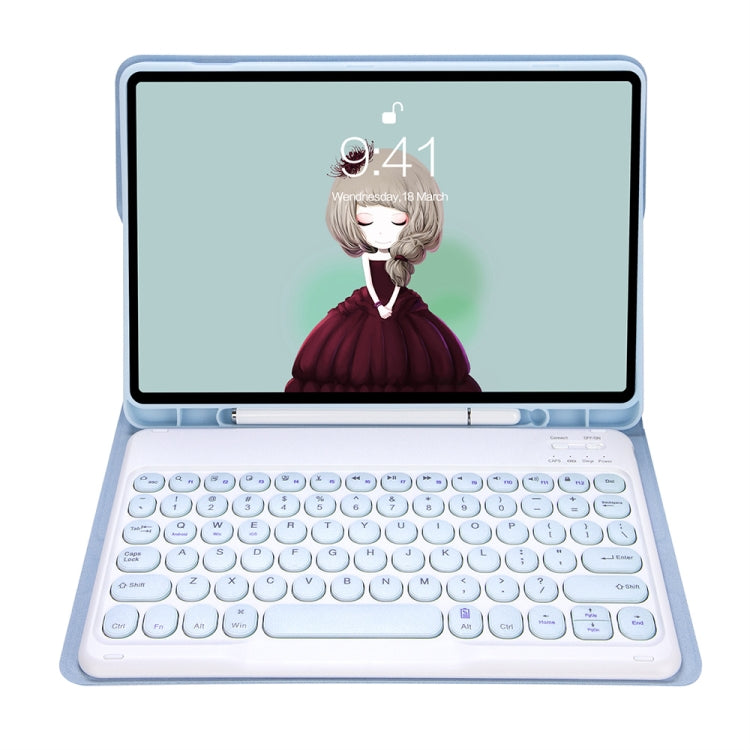 YT11B Detachable Candy Color Skin Feel Texture Round Keycap Bluetooth Keyboard Leather Case For iPad Air 4 2020 / Air 5 2022 / Pro 11 inch 2022 / 2021 / 2020 / 2018(White Ice), For iPad Air 4 2020 / Air 5 2022 / Pro 11 inch 2022 / 2021 / 2020 / 2018���...