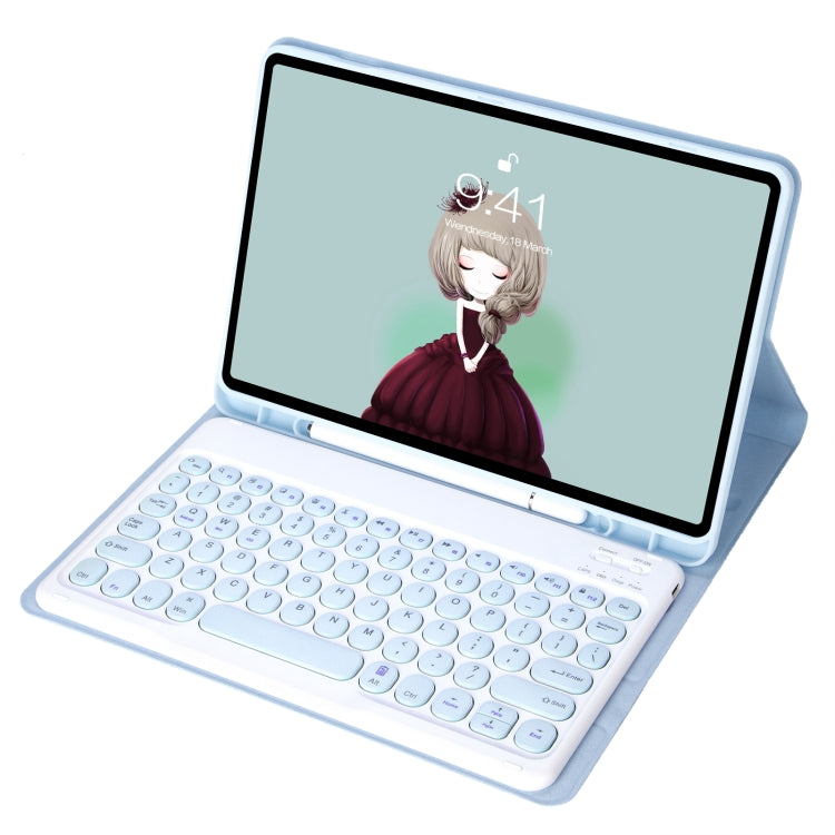 YT11B Detachable Candy Color Skin Feel Texture Round Keycap Bluetooth Keyboard Leather Case For iPad Air 4 2020 / Air 5 2022 / Pro 11 inch 2022 / 2021 / 2020 / 2018(White Ice), For iPad Air 4 2020 / Air 5 2022 / Pro 11 inch 2022 / 2021 / 2020 / 2018���...