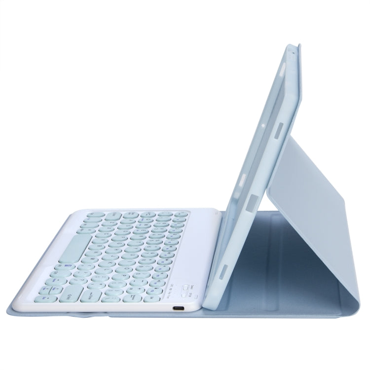 YT11B Detachable Candy Color Skin Feel Texture Round Keycap Bluetooth Keyboard Leather Case For iPad Air 4 2020 / Air 5 2022 / Pro 11 inch 2022 / 2021 / 2020 / 2018(White Ice), For iPad Air 4 2020 / Air 5 2022 / Pro 11 inch 2022 / 2021 / 2020 / 2018���...