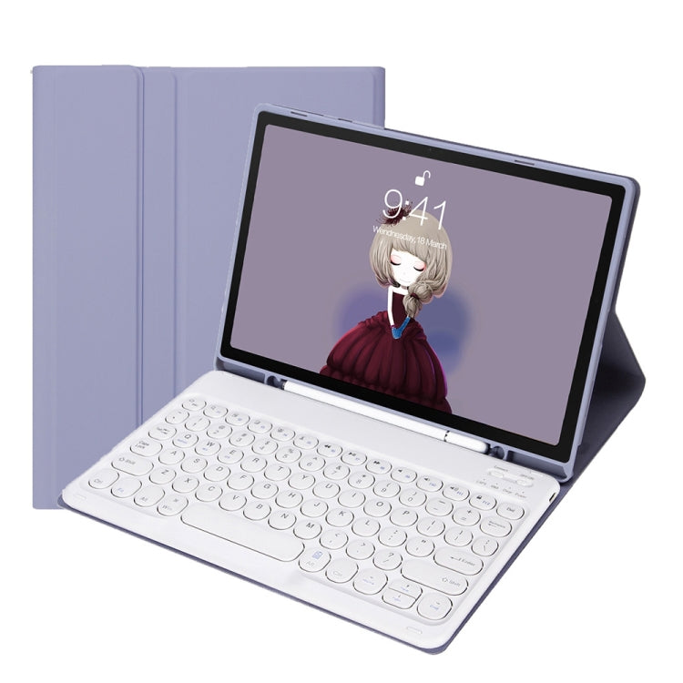 YT11B Detachable Candy Color Skin Feel Texture Round Keycap Bluetooth Keyboard Leather Case For iPad Air 4 2020 / Air 5 2022 / Pro 11 inch 2022 / 2021 / 2020 / 2018(White Ice), For iPad Air 4 2020 / Air 5 2022 / Pro 11 inch 2022 / 2021 / 2020 / 2018���...