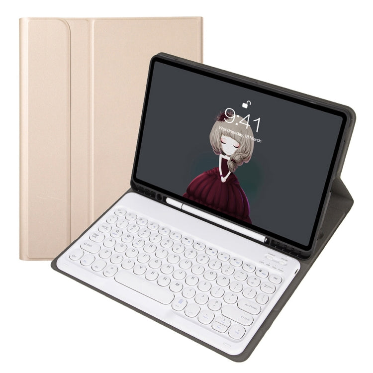 YA098B Detachable Lambskin Texture Round Keycap Bluetooth Keyboard Leather Case with Pen Slot & Stand, For iPad Air 5 / 4 10.9 inch 2020 / Pro 11 inch 2020 / 2018, For iPad 10.2 (2020) & (2019) / Air 3 10.5 inch / Pro 10.5 inch�������������������������...