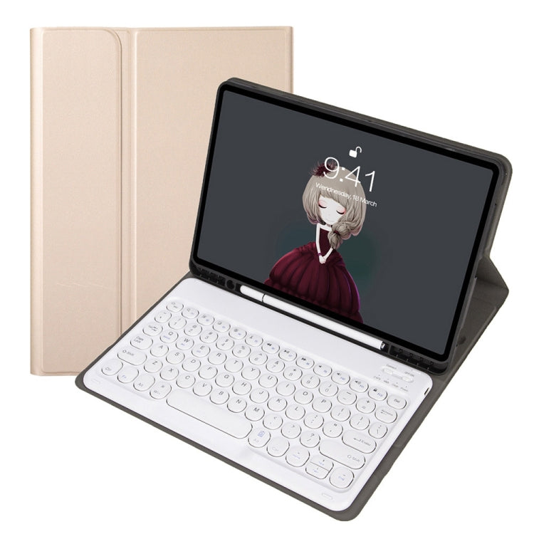 YA098B Detachable Lambskin Texture Round Keycap Bluetooth Keyboard Leather Case with Pen Slot & Stand, For iPad Air 5 / 4 10.9 inch 2020 / Pro 11 inch 2020 / 2018, For iPad 10.2 (2020) & (2019) / Air 3 10.5 inch / Pro 10.5 inch�������������������������...