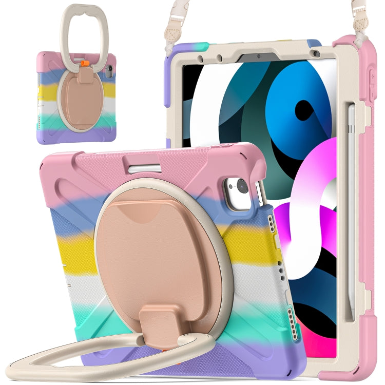 Silicone + PC Protective Case with Holder & Shoulder Strap, For iPad Air 2022 / 2020 10.9