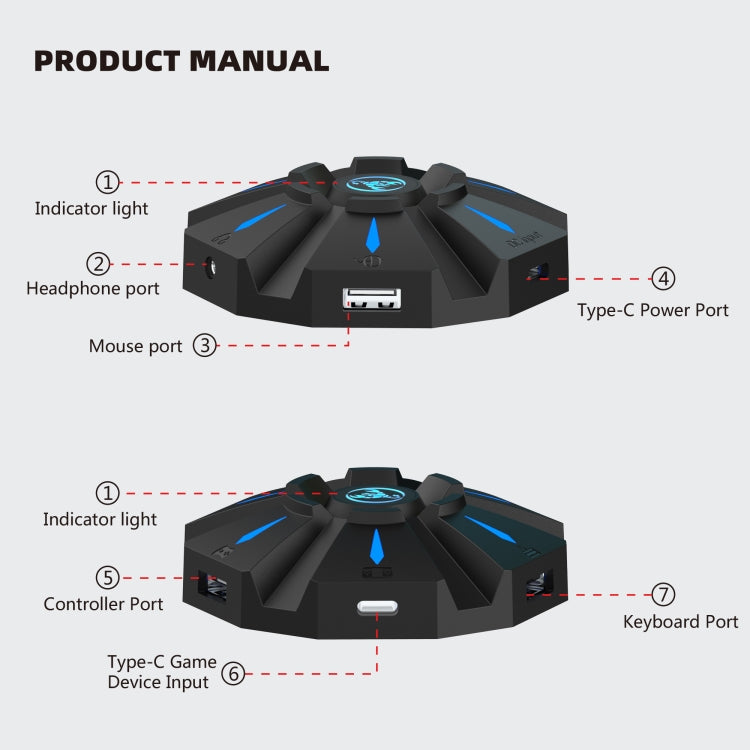 HXSJ P9 Portable Keyboard Mouse Converter for PS4 / Xbox One / PS3 / Xbox 360 / N-Switch, P9