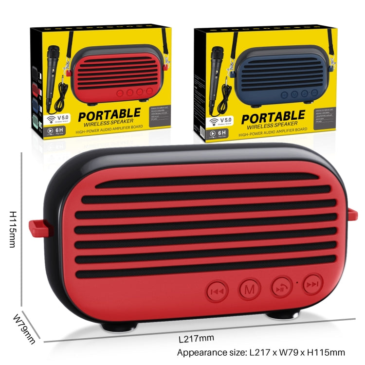 New Rixing NR-3000M Bluetooth 5.0 Portable Karaoke Wireless Bluetooth Speaker with Microphone & Shoulder Strap, NR-3000M(Black), NR-3000M(Red), NR-3000M(Blue), NR-3000M(Green)