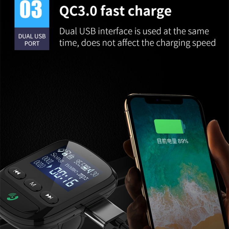 BT06 1.4 inch Car MP3 Player FM Transmitter QC3.0 Quick Charge Support Bluetooth Handsfree / TF Card, BT06 QC3.0