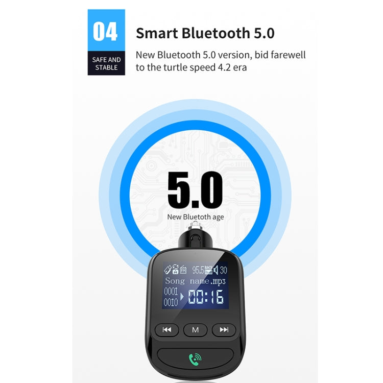 BT06 1.4 inch Car MP3 Player FM Transmitter QC3.0 Quick Charge Support Bluetooth Handsfree / TF Card, BT06 QC3.0